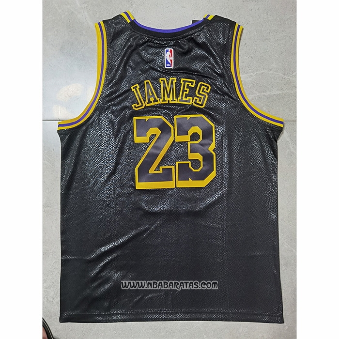 Camiseta Los Angeles Lakers LeBron James #23 Crenshaw Black Mamba Negro